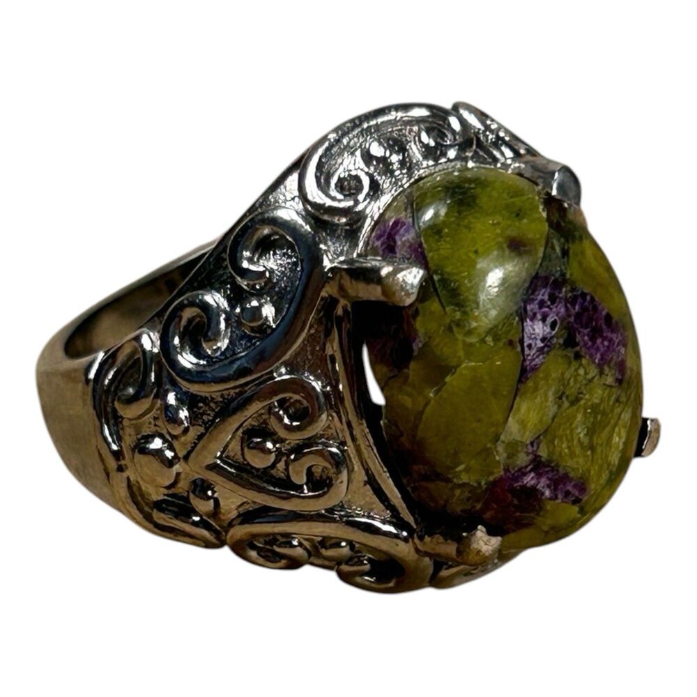 Atlantisite Stichtite Serpentine Ring Karis Sterling Silver Size 8